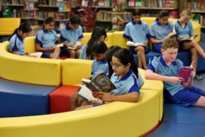 children reading at Matthew Pearch Library Matthew Pearch Public School Library